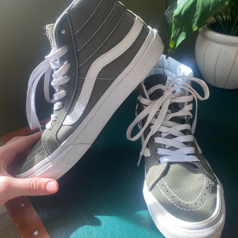 Olive green high top Vans!